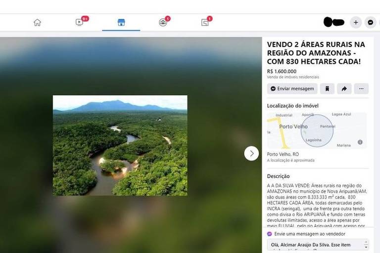 FOLHA DE S. PAULO: Facebook promete combater venda de terras da Amazônia nas plataformas