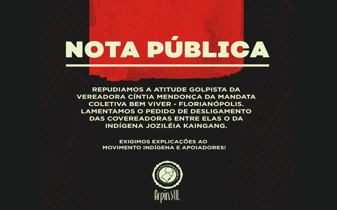 APIB: Arpinsul repudia a vereadora Cíntia Mendonça, de Florianópolis