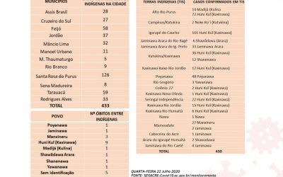 CPI-ACRE: Casos de COVID-19 no Acre e Terras Indígenas