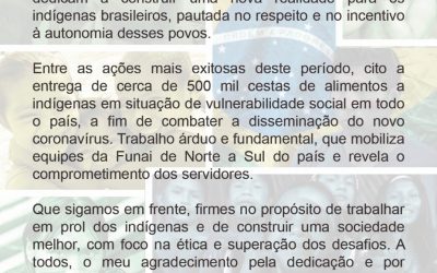 FUNAI: 1 ano de gestão: presidente ressalta o empenho dos servidores na construção da nova Funai