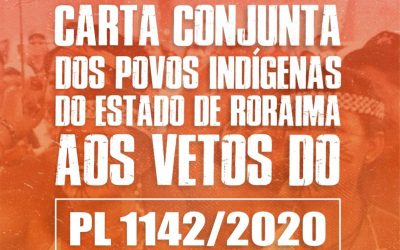CIR: CARTA CONJUNTA DOS POVOS INDÍGENAS DO ESTADO DE RORAIMA CONTRA OS VETOS AO PL 1142/2020