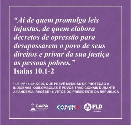 COMIN: Manifesto público aos vetos do Presidente da República na Lei nº 14.021/2020