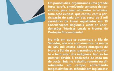 FUNAI: Em mensagem de agradecimento, presidente da Funai destaca o trabalho dos servidores para proteção dos povos indígenas