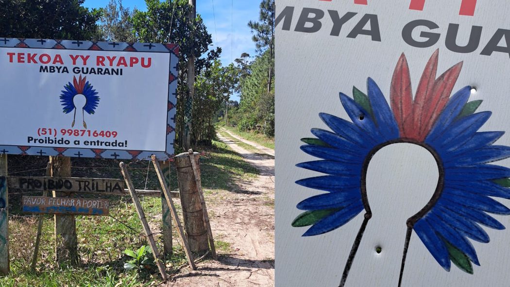 CIMI: Placa na entrada da comunidade Tekoa Yy Ryapu, em Palmares do Sul (RS), é alvejada a tiros