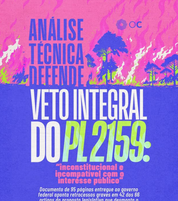 ISA: Análise técnica do OC defende veto integral do ‘PL da Devastação’